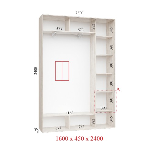 Шафа-купе 160х45х240 СТАНДАРТ - 2 фасади