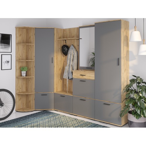 Передпокій Корсіка Графіт/Дуб Крафт Золотий